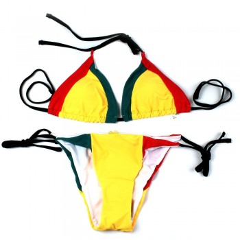 Caribbean Rasta African grassland Yellow Red Green Bikini Swimsuit Swimwear